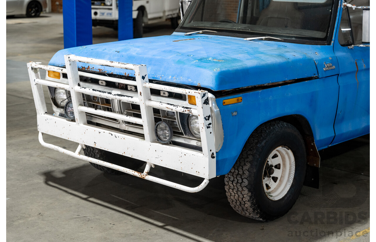 8/1977 Ford F100 Custom (Y-Code) 2d Utility Ex-Ambulance Blue V8 4.9L