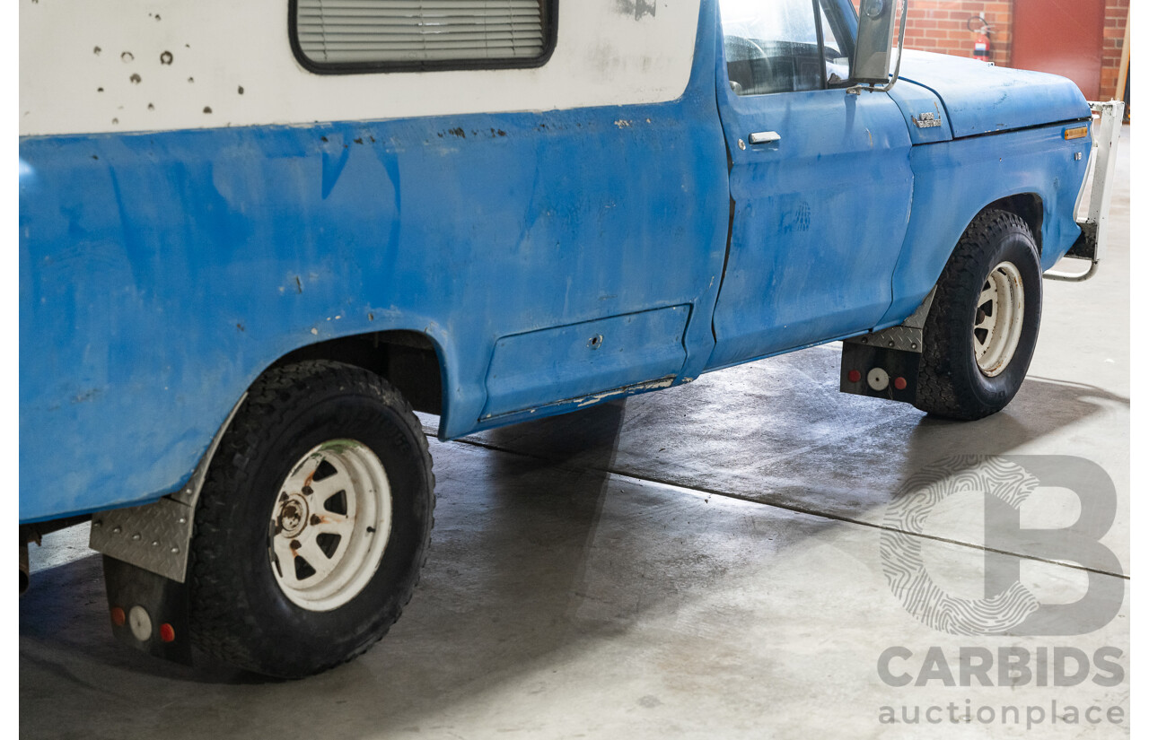 8/1977 Ford F100 Custom (Y-Code) 2d Utility Ex-Ambulance Blue V8 4.9L