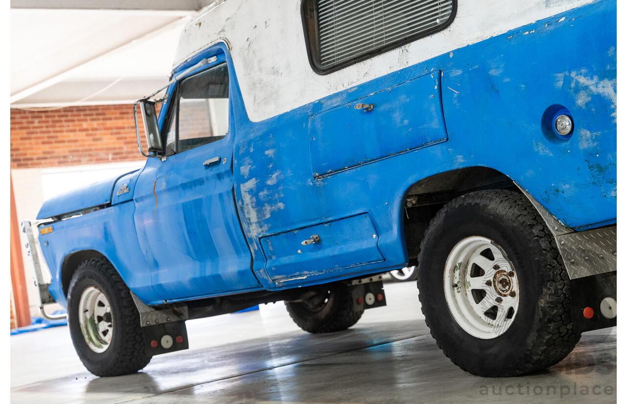 8/1977 Ford F100 Custom (Y-Code) 2d Utility Ex-Ambulance Blue V8 4.9L