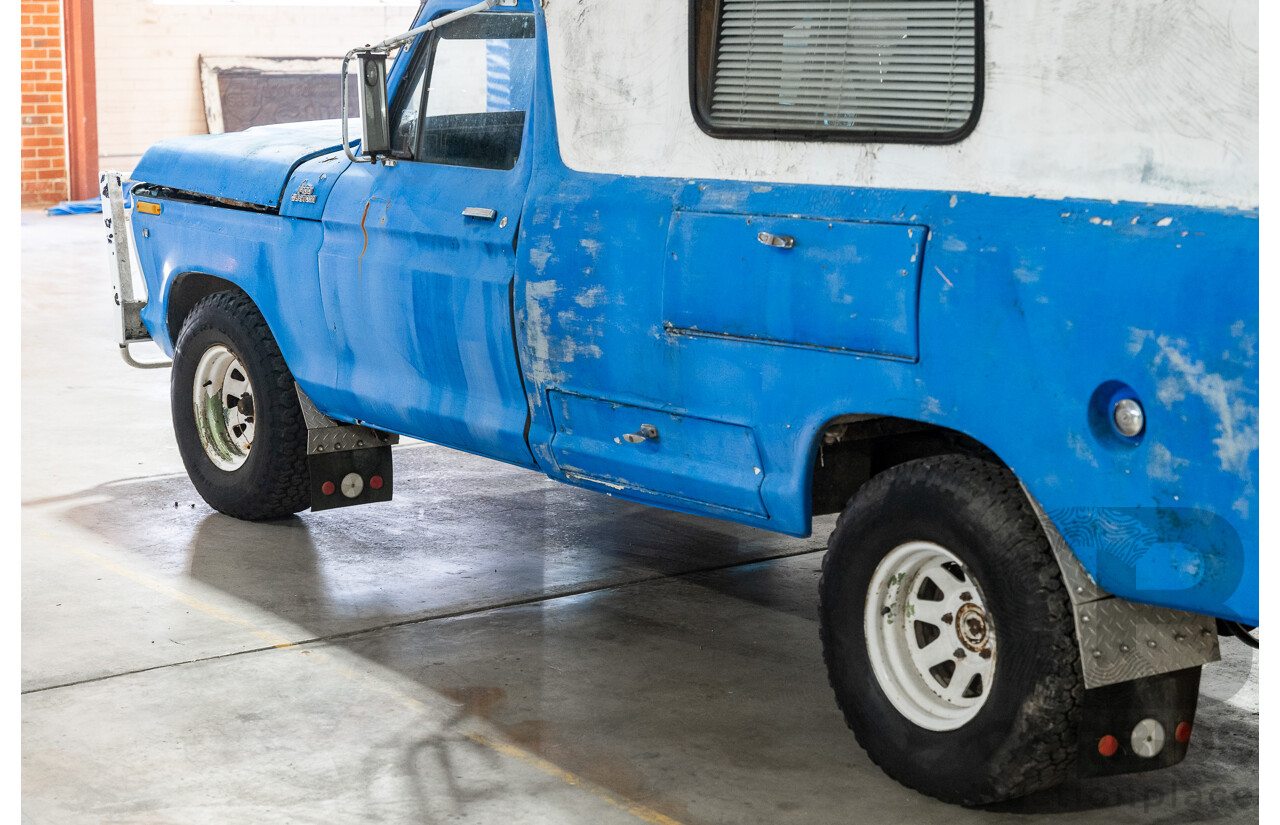 8/1977 Ford F100 Custom (Y-Code) 2d Utility Ex-Ambulance Blue V8 4.9L