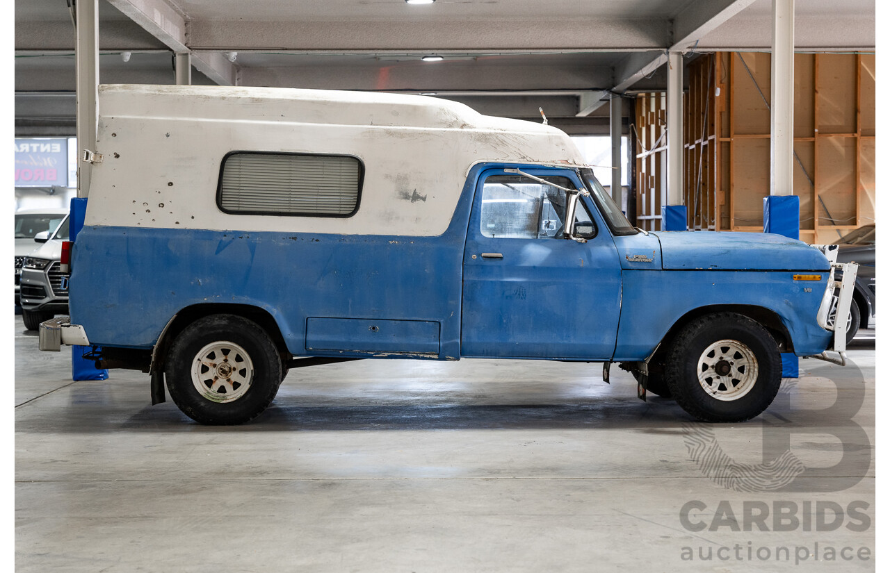 8/1977 Ford F100 Custom (Y-Code) 2d Utility Ex-Ambulance Blue V8 4.9L