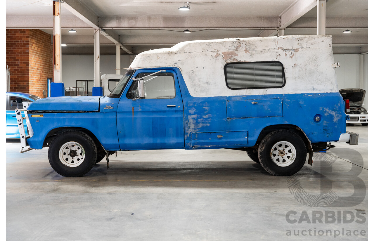 8/1977 Ford F100 Custom (Y-Code) 2d Utility Ex-Ambulance Blue V8 4.9L