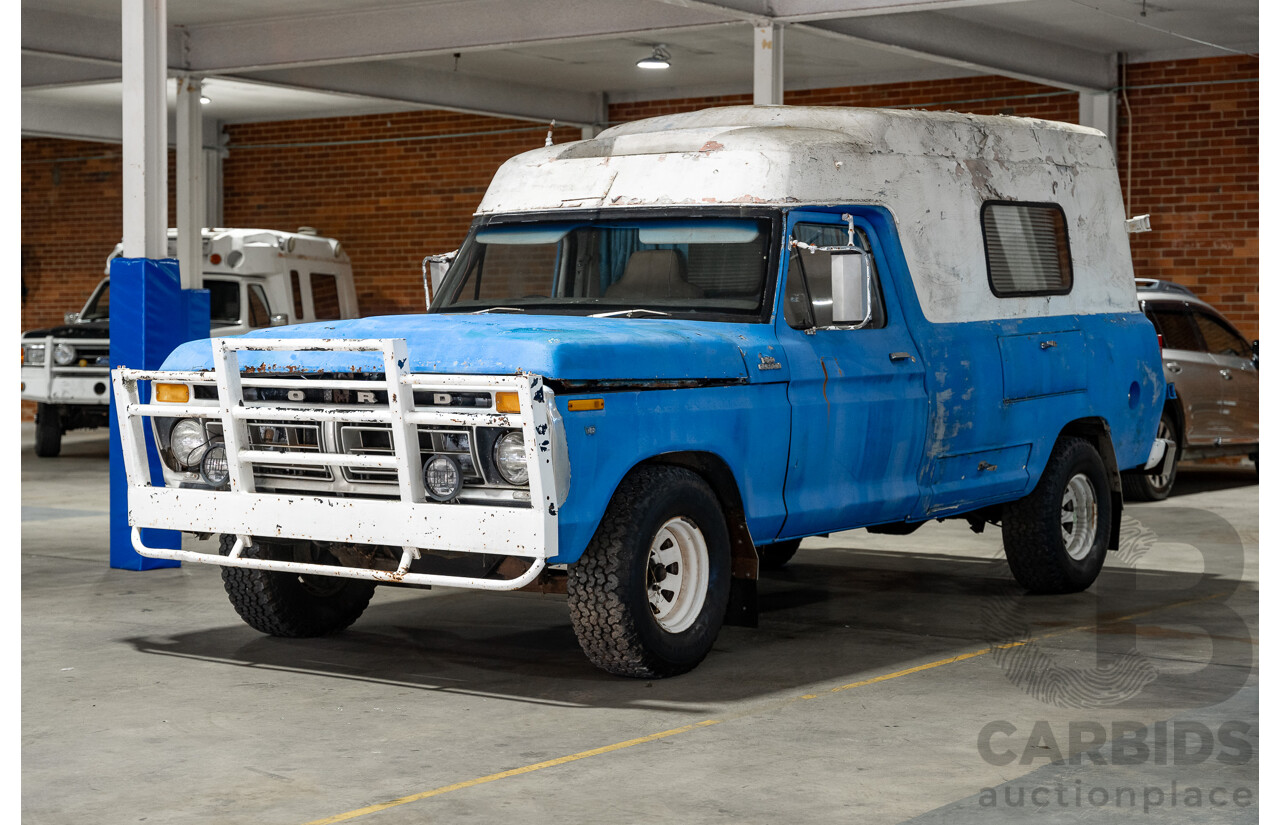 8/1977 Ford F100 Custom (Y-Code) 2d Utility Ex-Ambulance Blue V8 4.9L