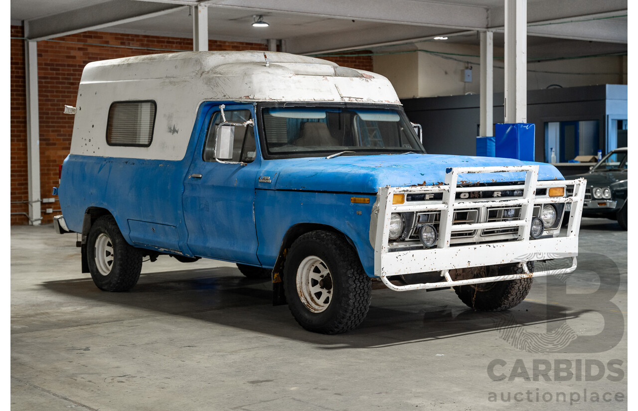 8/1977 Ford F100 Custom (Y-Code) 2d Utility Ex-Ambulance Blue V8 4.9L