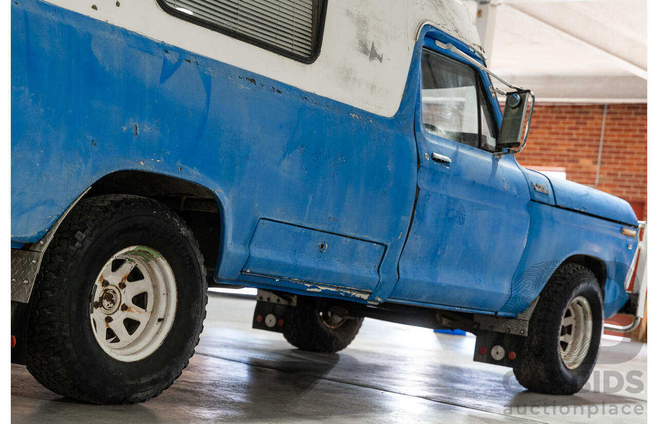 8/1977 Ford F100 Custom (Y-Code) 2d Utility Ex-Ambulance Blue V8 4.9L