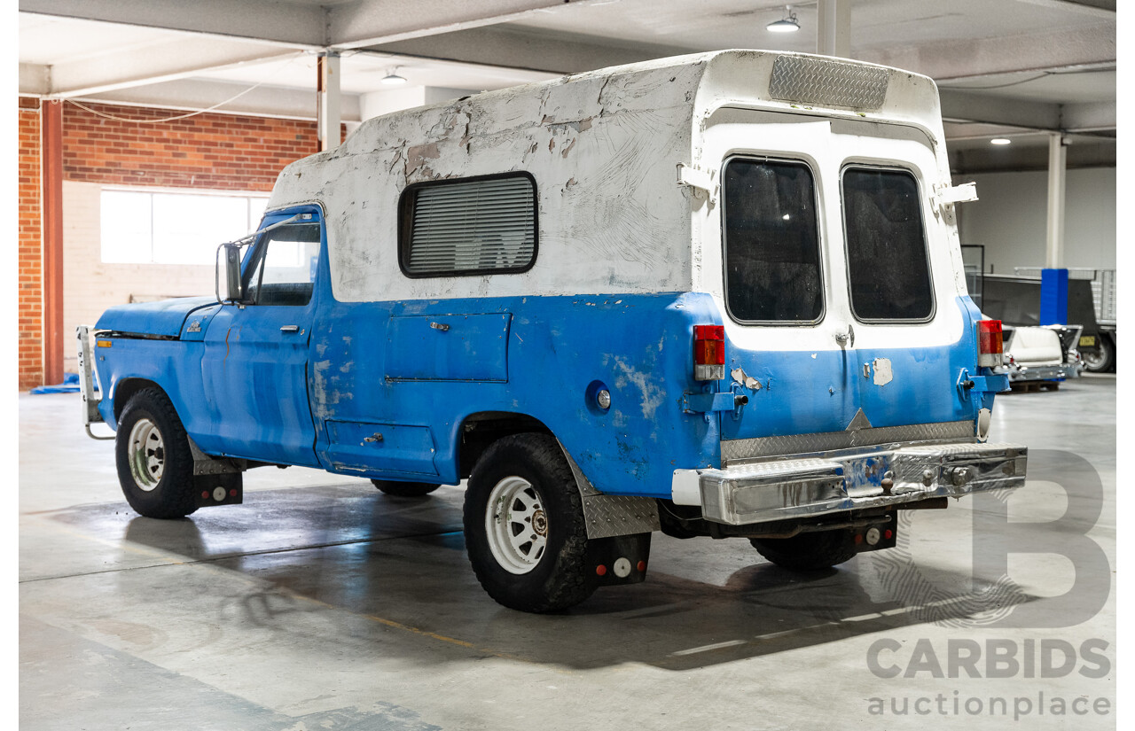 8/1977 Ford F100 Custom (Y-Code) 2d Utility Ex-Ambulance Blue V8 4.9L