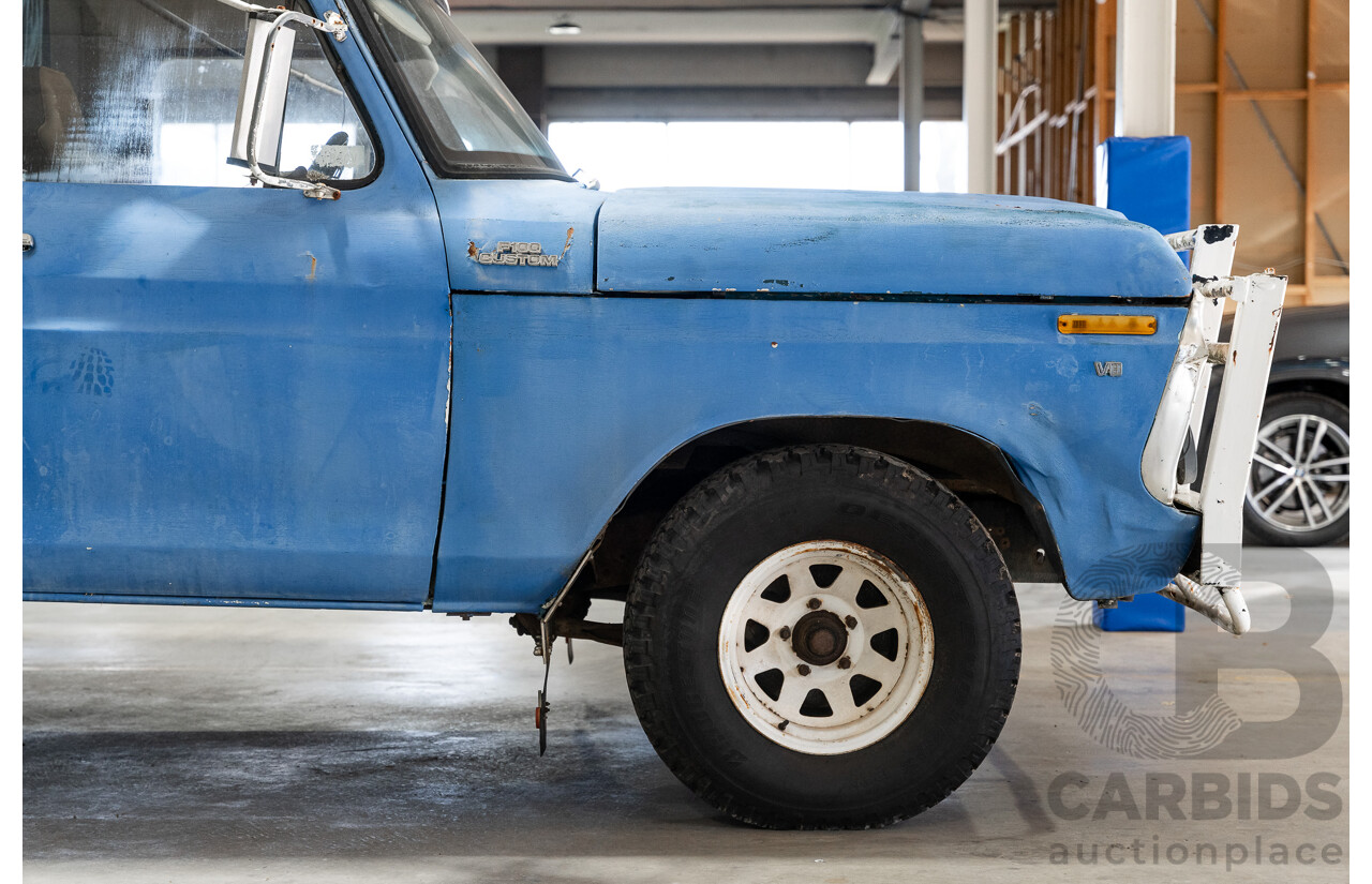 8/1977 Ford F100 Custom (Y-Code) 2d Utility Ex-Ambulance Blue V8 4.9L