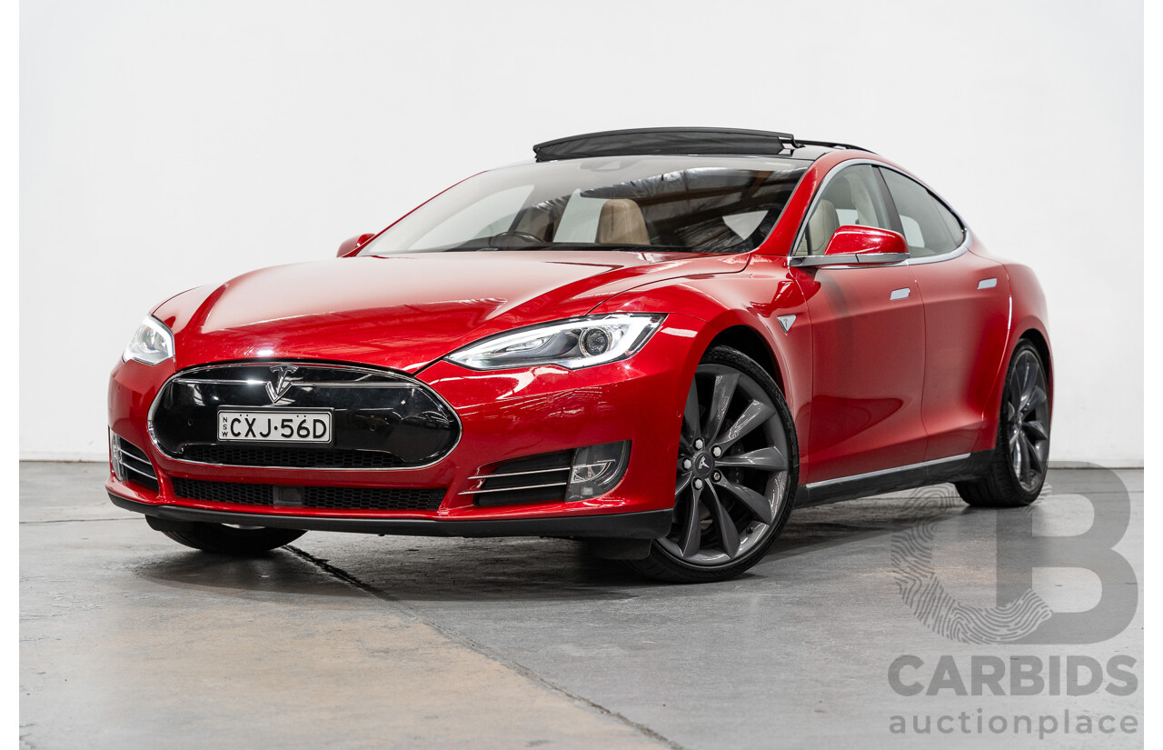 7/2015 Tesla Model S P85D (AWD) 4d Hatchback Prestige Red Dedicated Electric with Performance Mode