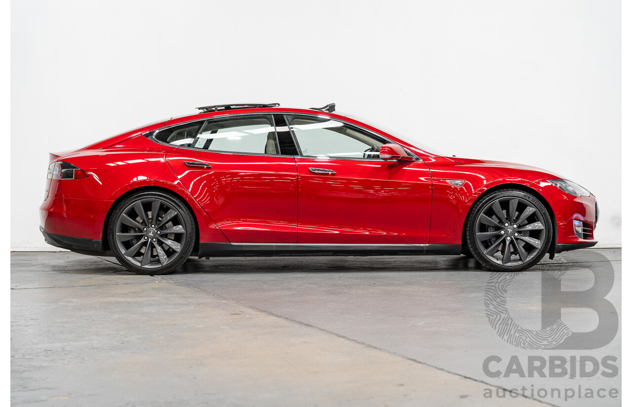 7/2015 Tesla Model S P85D (AWD) 4d Hatchback Prestige Red Dedicated Electric with Performance Mode