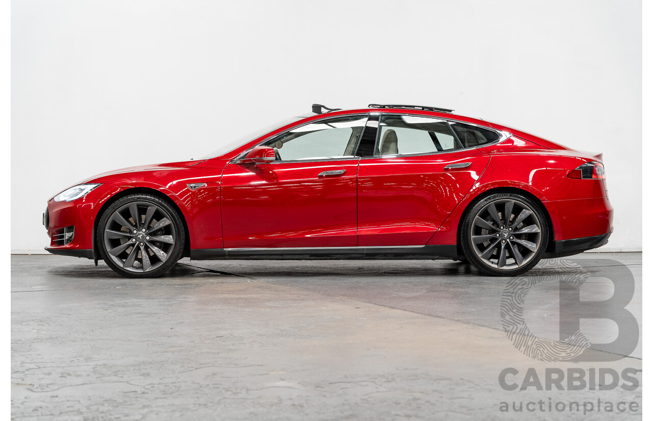 7/2015 Tesla Model S P85D (AWD) 4d Hatchback Prestige Red Dedicated Electric with Performance Mode