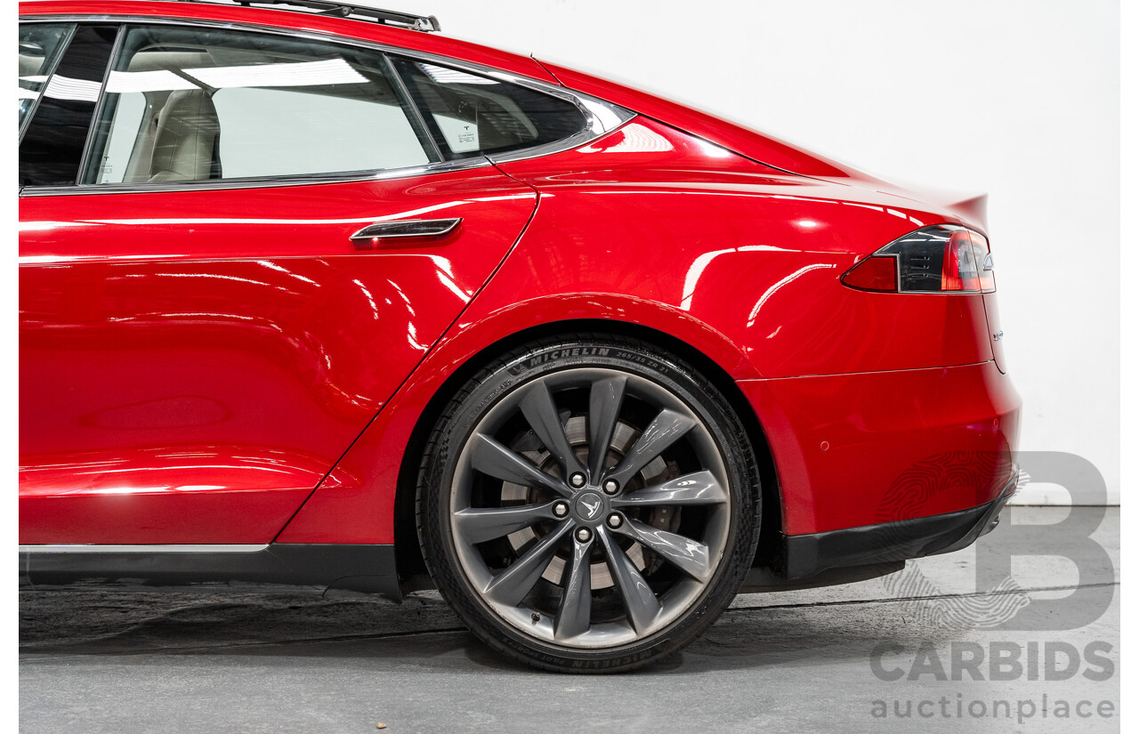 7/2015 Tesla Model S P85D (AWD) 4d Hatchback Prestige Red Dedicated Electric with Performance Mode