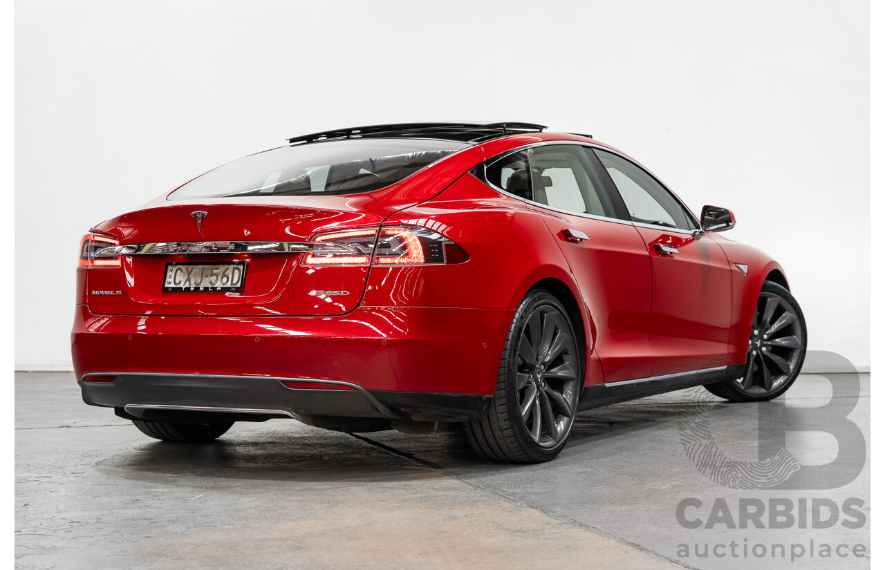 7/2015 Tesla Model S P85D (AWD) 4d Hatchback Prestige Red Dedicated Electric with Performance Mode