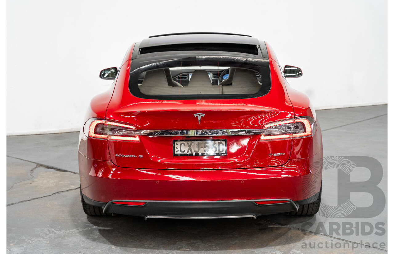 7/2015 Tesla Model S P85D (AWD) 4d Hatchback Prestige Red Dedicated Electric with Performance Mode