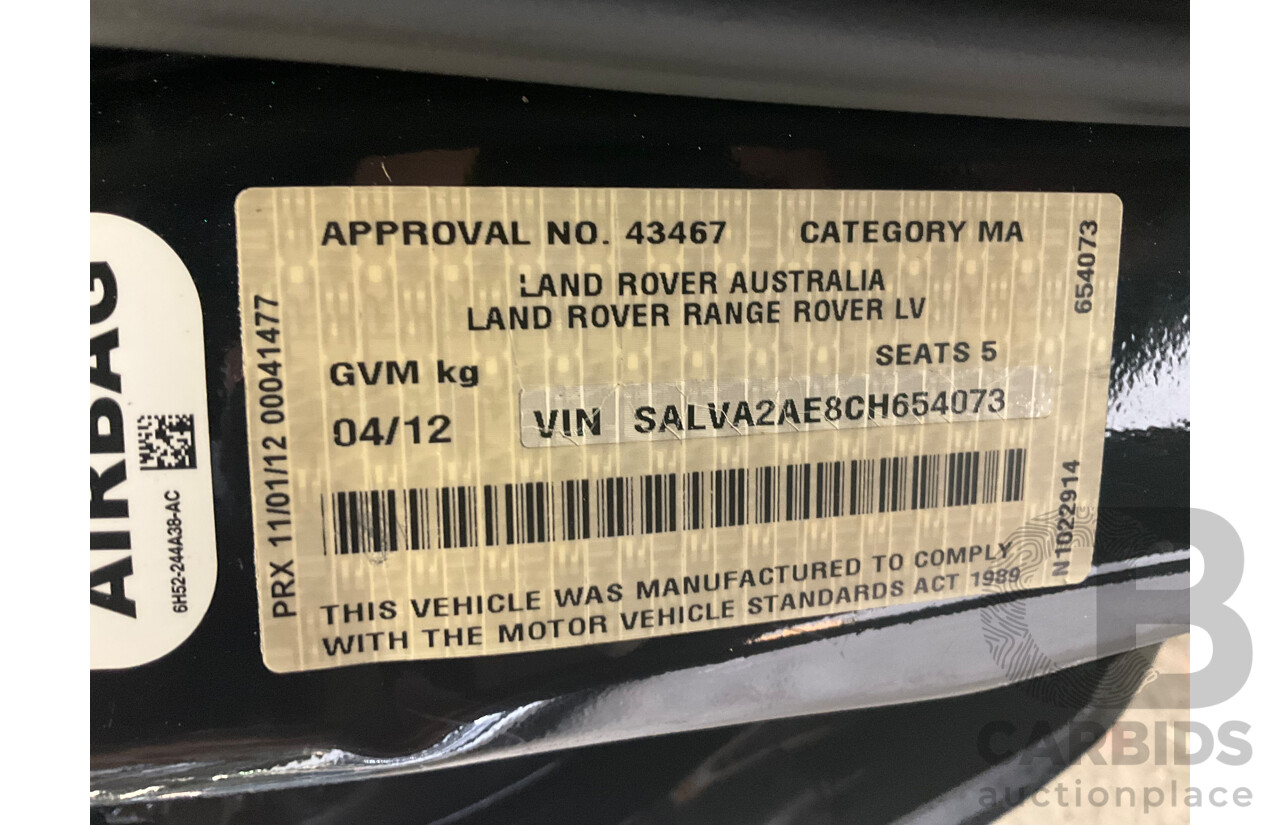 4/2012 Land Rover Range Rover Evoque SD4 Dynamic (AWD) LV 4d Wagon Santorini Black Turbo Diesel 2.2L