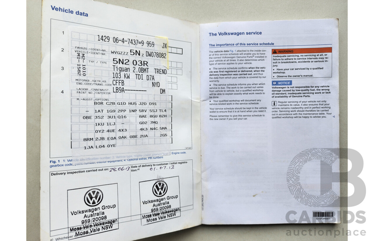 04/2013 Volkswagen Tiguan 103 TDI AWD 5NC MY13 4D Wagon White 2.0L