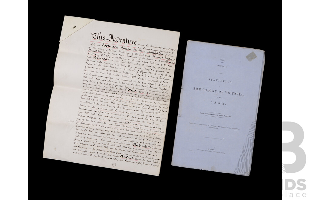 Collection Antique Deeds, Contracts & Statistics of Victoria, Circa 1880s