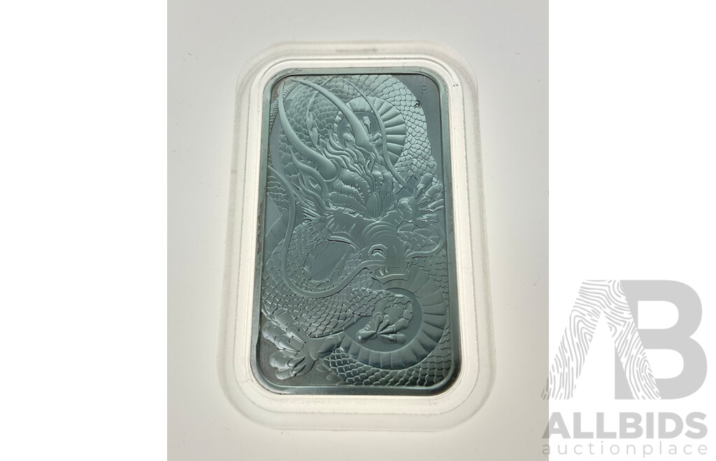 Australian Perth Mint 2021 QE2 Silver One Dollar Rectangular Coin, Dragon .999