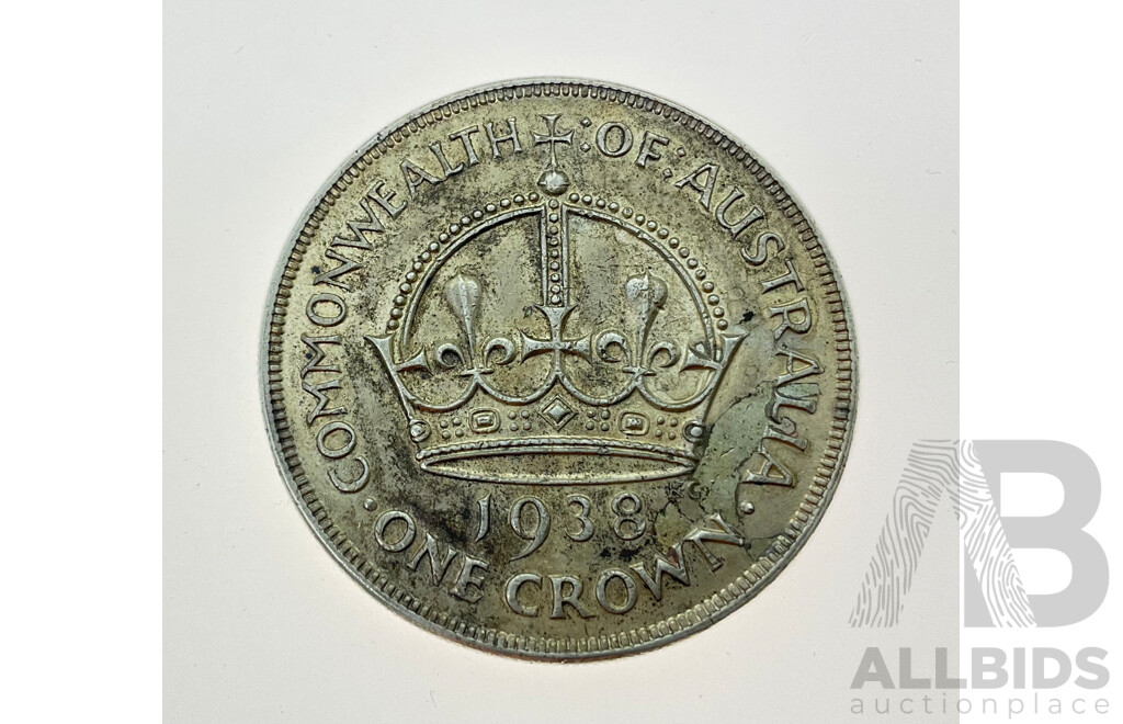 Australian 1938 Silver One Crown Coin .925