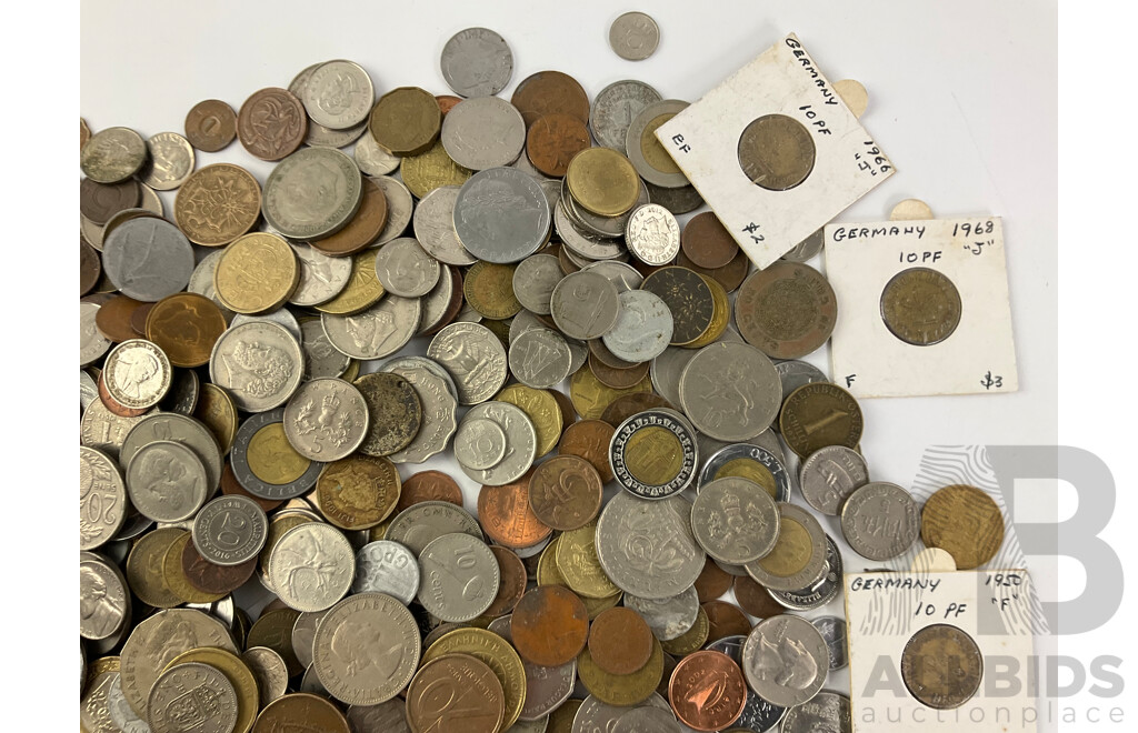 Collection of International Coins Including Germany, France, USA, Chile, Italy, Fiji, United Kingdom, Malaysia and More - Approximately Three Kilograms