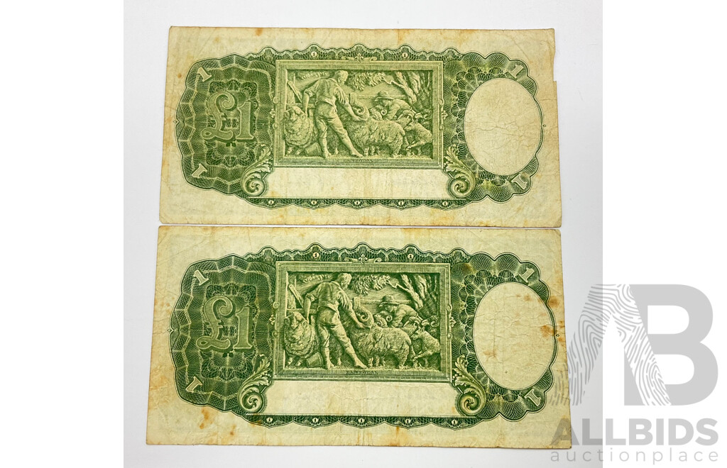 Two Australian One Pound Notes, Coombs/Watt I27 430732 - I27 817157