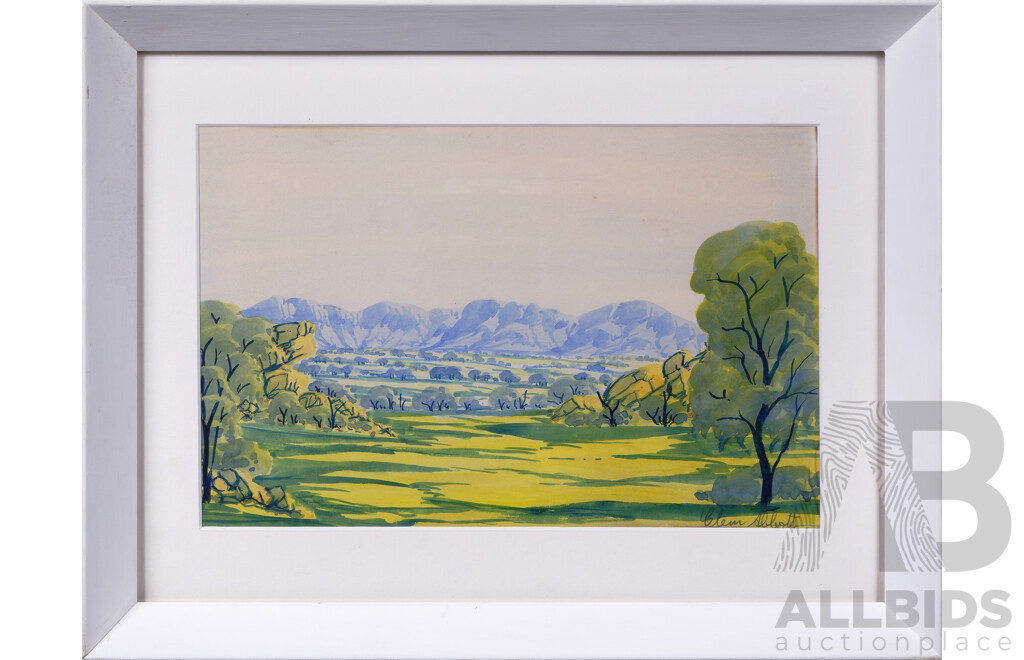 Clem Abbott, (20th Century, Indigenous Australian, 1939-89), Australian Landscape, Watercolour, 37 x 48 cm (frame)