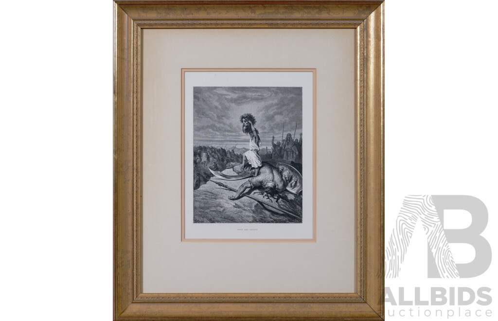 Gustave Doré, (French, 1832-1883), David and Goliath, Print From Drawings Published in the Scripture Gallery of Illustration, 1874, 57 x 48 cm (frame)