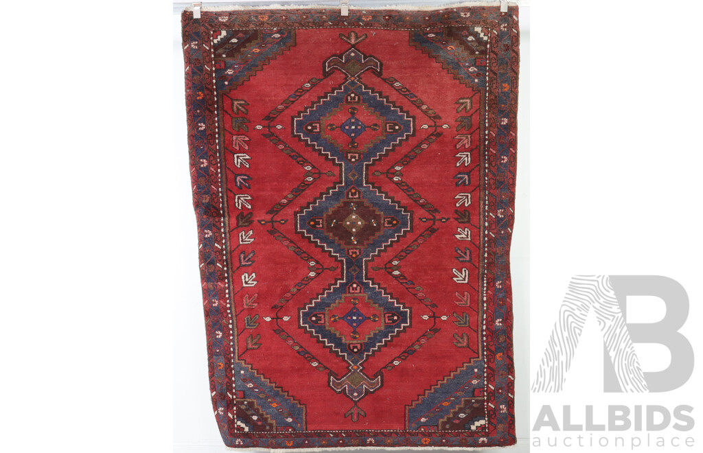 Vintage Hand Knotted Wool Persian Rug with Bright Colours