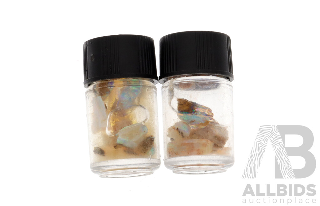 Australian Lightning Ridge Opals, Natural Stones in (6) Vials with Spectacular Colour