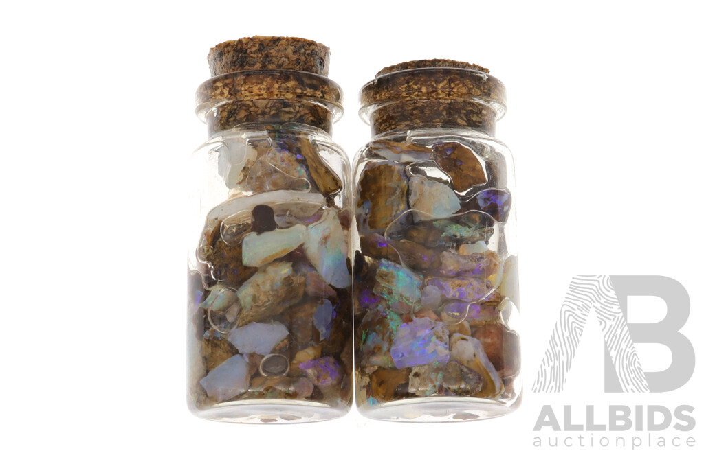 Australian Lightning Ridge Opals, Natural Stones in (6) Vials with Spectacular Colour