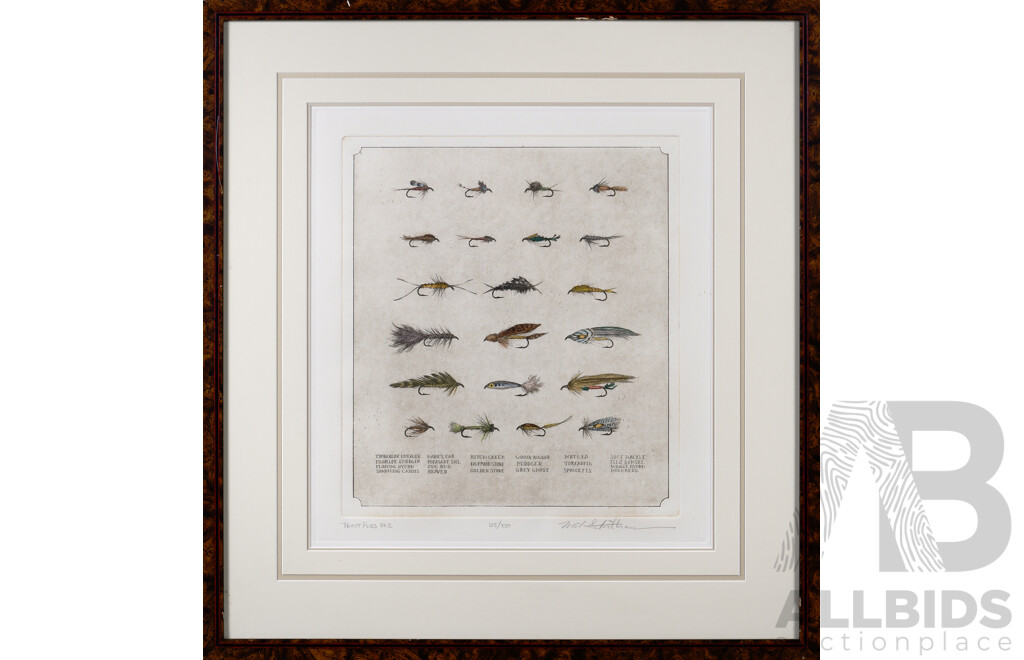 Mike Stidham (born 1954, American), Trout Flies No.2, Etching