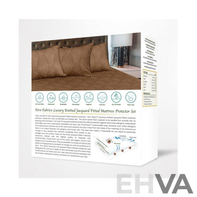 FERN FABRIC Fan Blue - Queen -Jacquard Mattress Protector - ORP$199.00