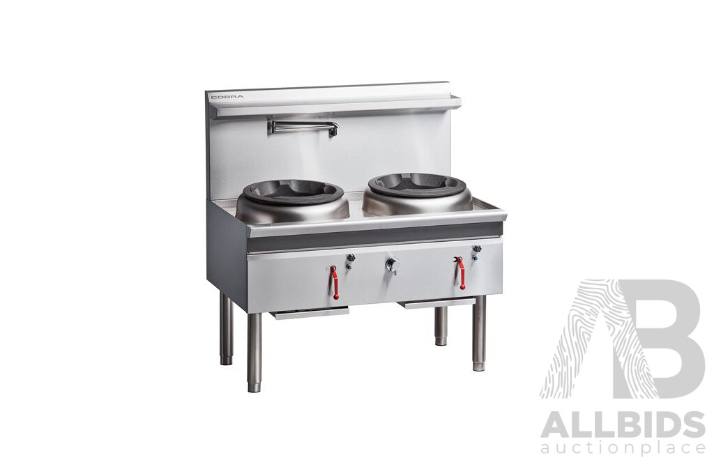 Cobra 1200mm Gas Waterless Wok with 2 Chimney Burners - Brand New RRP $ 6,369