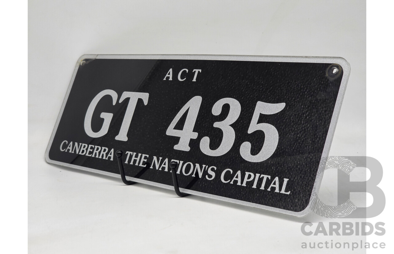 ACT 5 Character Motor Vehicle Number Plate - GT.435