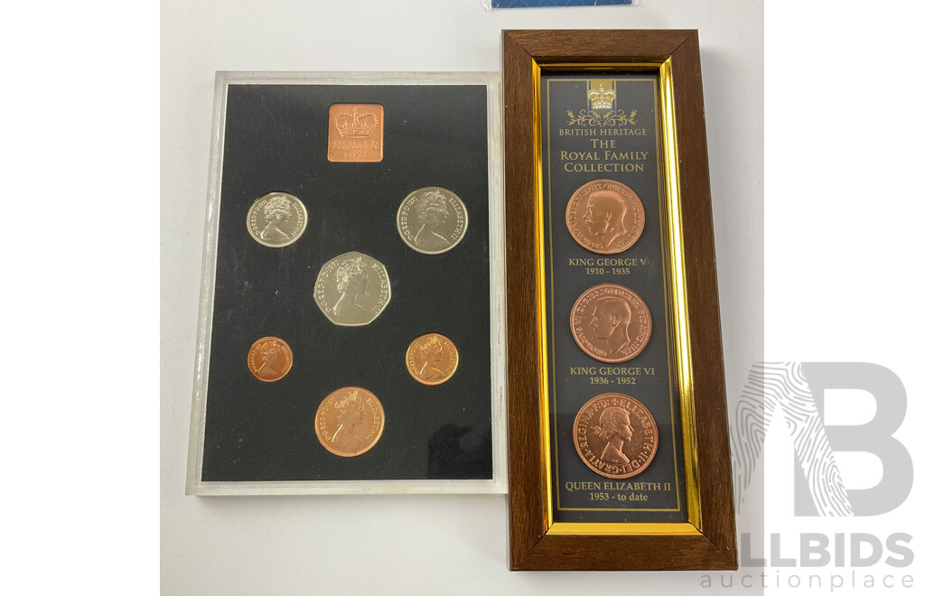 Commonwealth UNC Coins Including Framed UK Pennies, 1971 UK Set, 2011 Royal Wedding Medallion