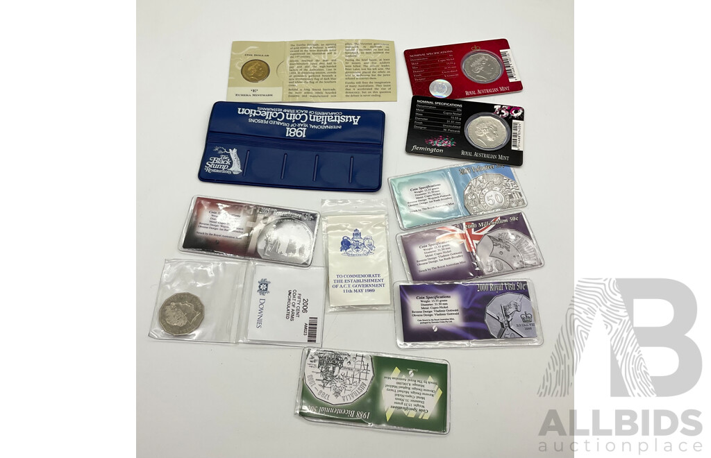 Australian Commemorative Coins Including Fifty Cents 2011 Royal Wedding, 2010 150th Melbourne Cup, 2003 Volunteer, 2000 Millennium, 1988 Bicentennial, 2000 Royal Visit, 2005 Remembrance, 2004 One Dollar and More