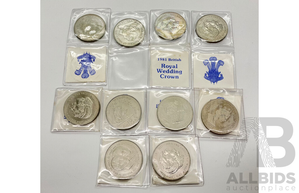 Collection of Commonwealth Royal Commemorative Coins Including Charles and Diana Wedding and Queen Mother Birthday