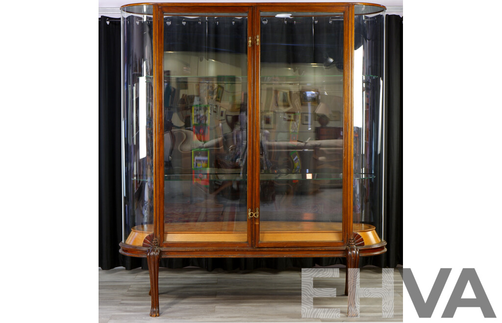 Superb Art Deco Oval Glass Elevated Display Cabinet by Brooks Robinson