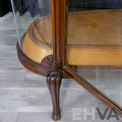 Superb Art Deco Oval Glass Elevated Display Cabinet by Brooks Robinson