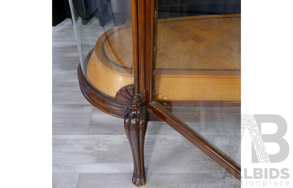 Superb Art Deco Oval Glass Elevated Display Cabinet by Brooks Robinson