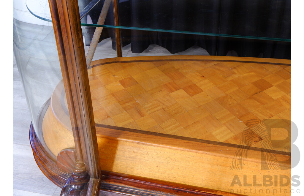 Superb Art Deco Oval Glass Elevated Display Cabinet by Brooks Robinson