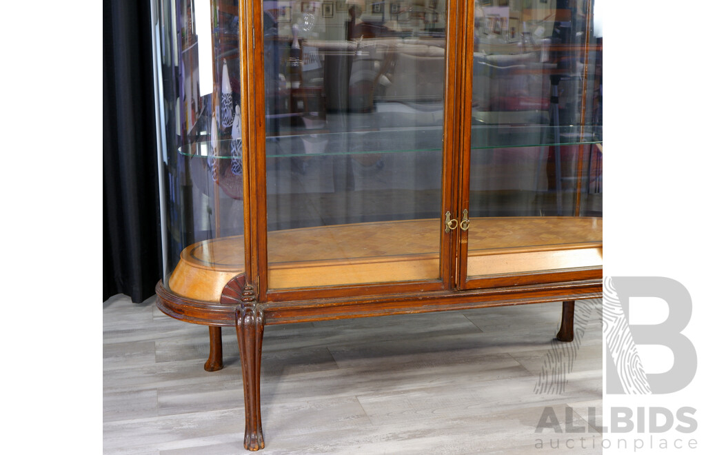 Superb Art Deco Oval Glass Elevated Display Cabinet by Brooks Robinson