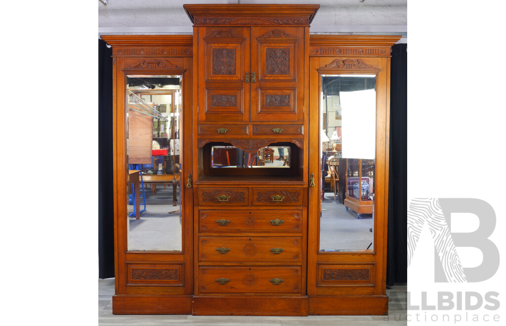 Victorian Mahogany Breakfront Wardrobe