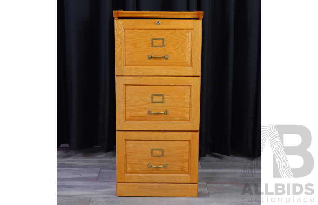 Modern Timber Three Drawer Filing Cabinet