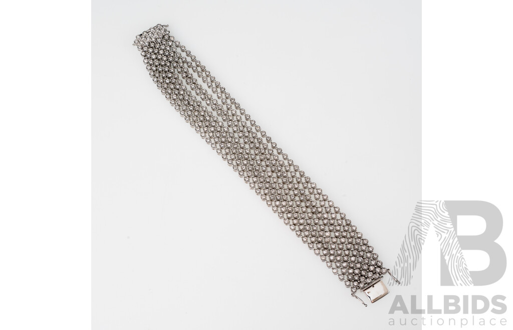 18ct Multi Row Diamond Tennis Bracelet, Est TDW 5.80ct, 18cm Long, 59.07 Grams - Designed & Manufactured in Europe