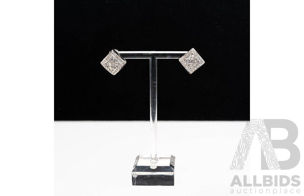 18ct Diamond Square Set Cluster Earrings, Designed & Manufactured in Europe, Est TDW 2.0ct, 12.87 Grams