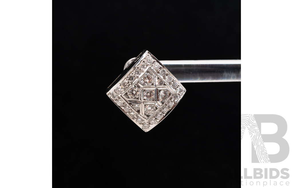 18ct Diamond Square Set Cluster Earrings, Designed & Manufactured in Europe, Est TDW 2.0ct, 12.87 Grams