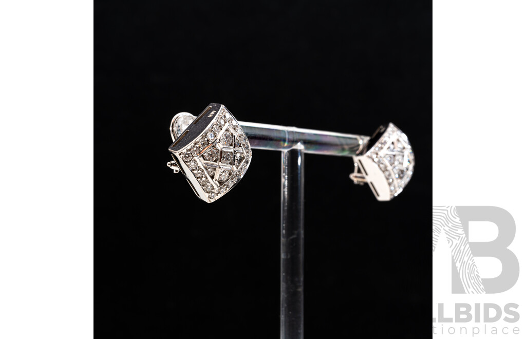 18ct Diamond Square Set Cluster Earrings, Designed & Manufactured in Europe, Est TDW 2.0ct, 12.87 Grams