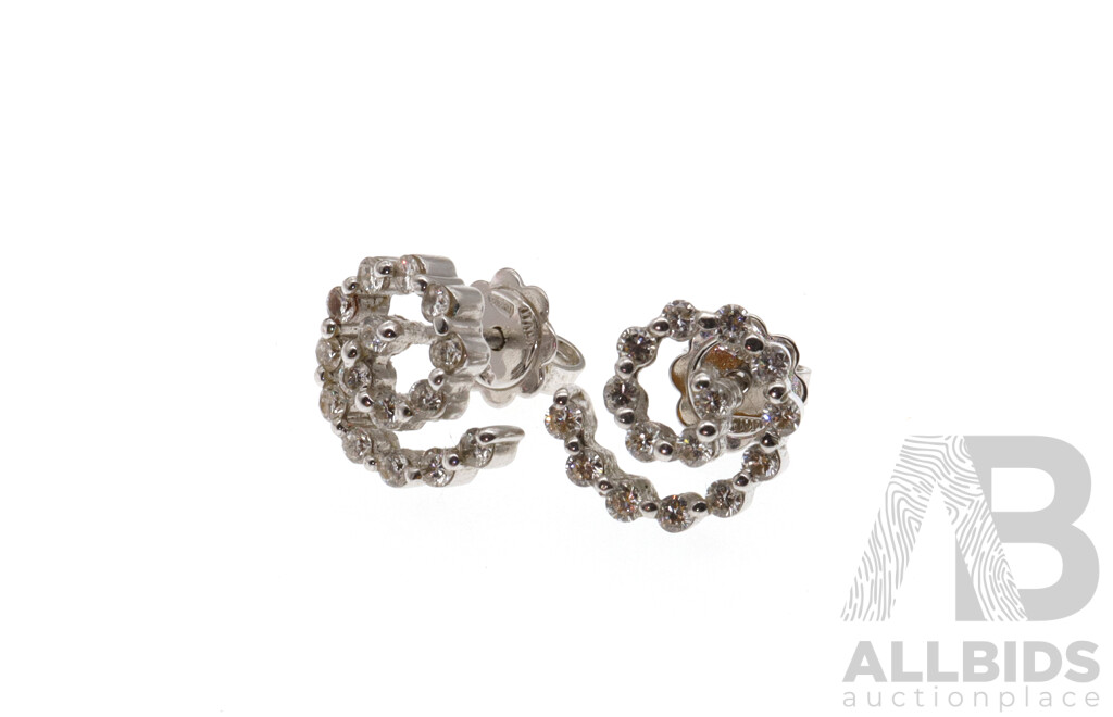 18ct Diamond Set Swirl Cluster Earrings, Designed & Manufactured in Europe, Est TDW 1.0ct, 4.52 Grams