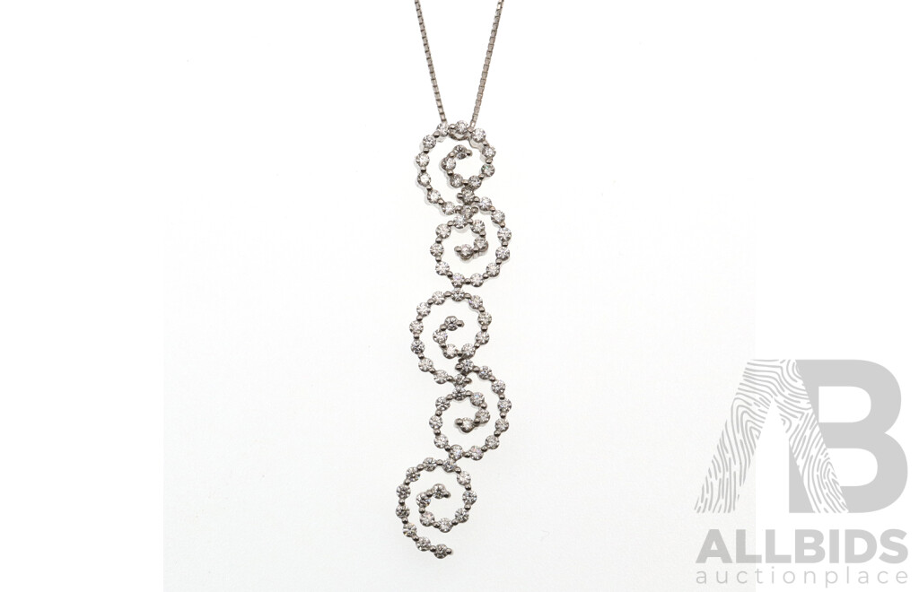 18ct Diamond Swirl Cluster Pendant, Designed & Manufactured in Europe, Est TDW 2.5ct, 10.74 Grams