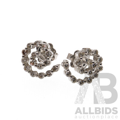 18ct Diamond Set Swirl Cluster Earrings, Designed & Manufactured in Europe, Est TDW 1.0ct, 4.52 Grams